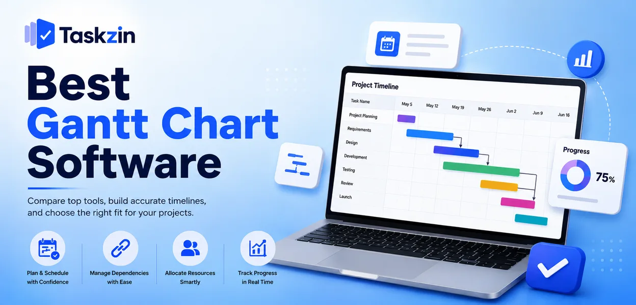 Gantt chart software showing task bars, dependencies and the critical path