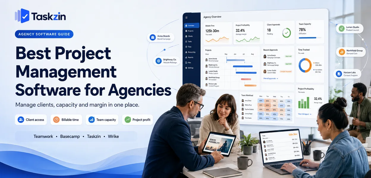 Agency project management software showing client projects, billable time and team capacity