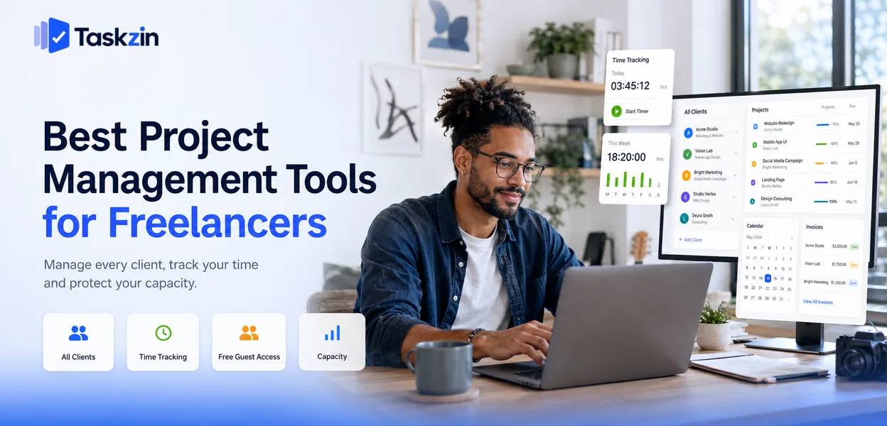 Freelancer managing multiple client projects and tracked hours in one tool