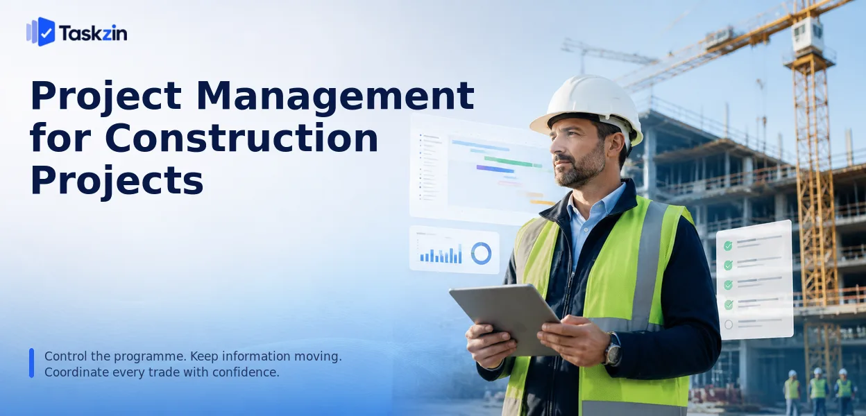 Construction programme with critical path alongside RFI and submittal registers