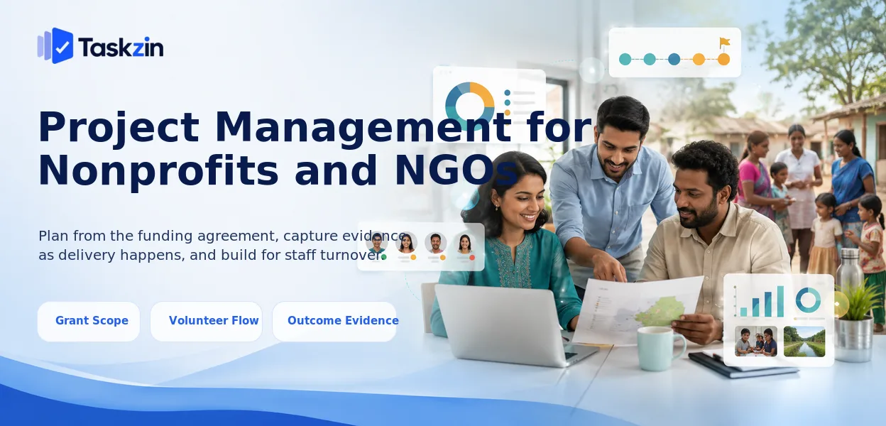 Nonprofit programme plan linking grant activities, outcomes and reporting deadlines