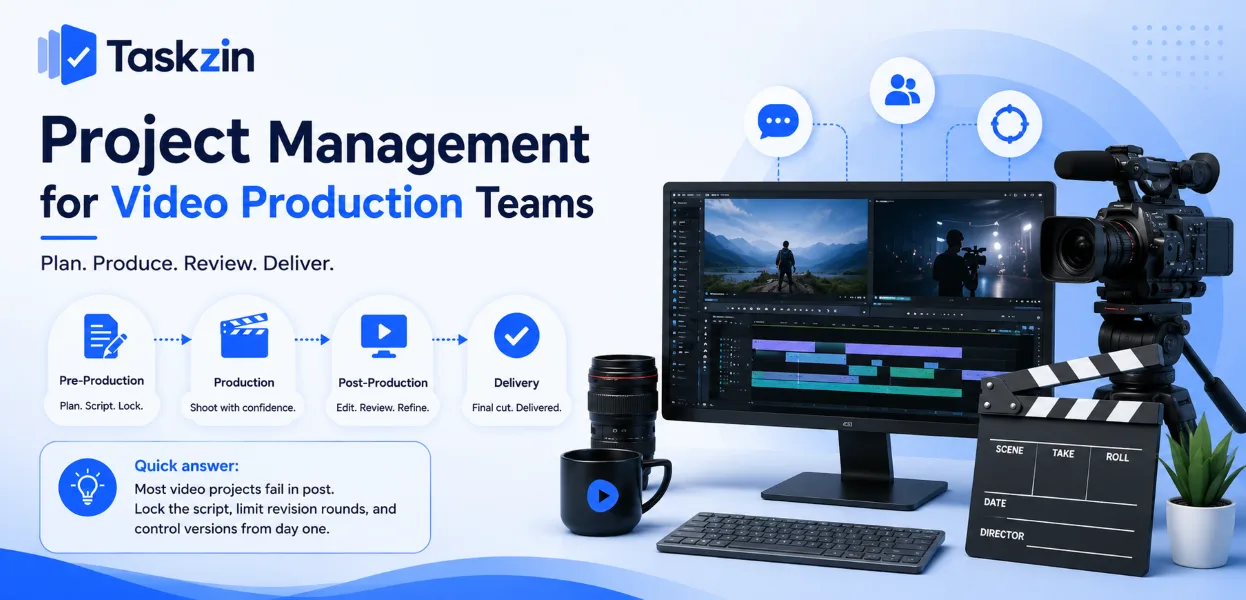 Video production pipeline from script lock and shoot through post and delivery