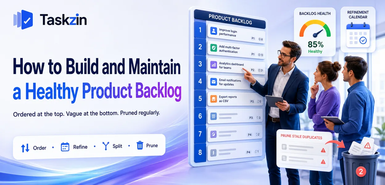 Product owner reviewing an ordered product backlog with refined top items