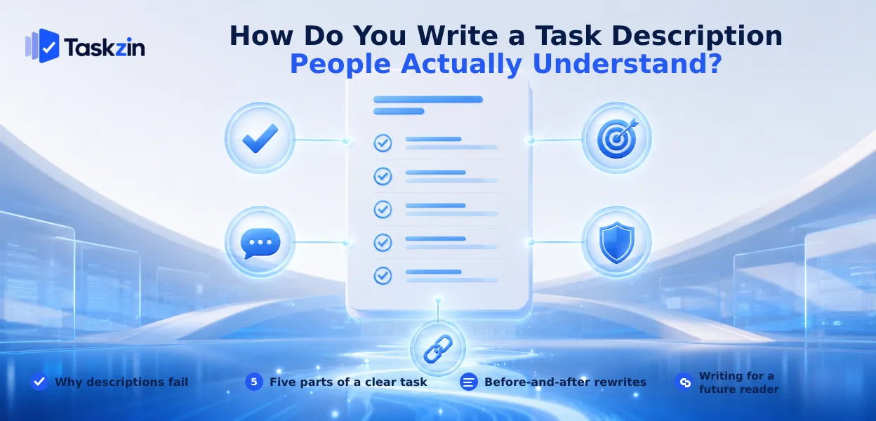 Task description showing title, context, acceptance criteria and linked resources