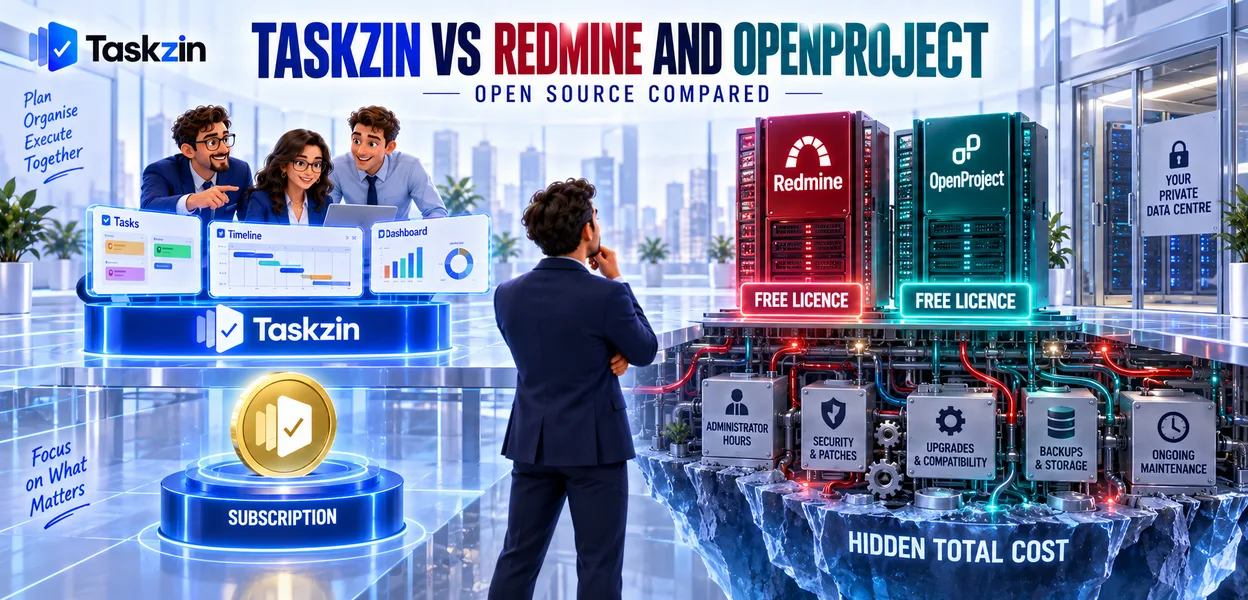 Self-hosted open source costs compared against a managed project tool subscription