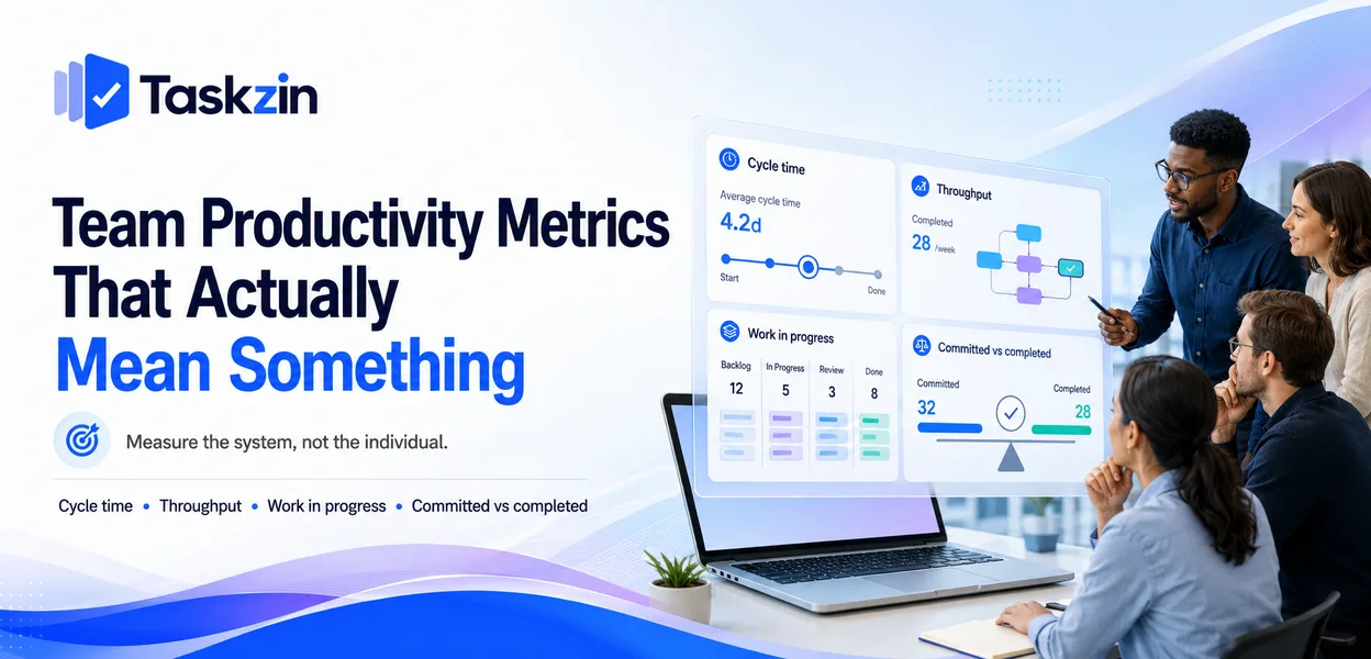 Team delivery metrics showing cycle time, throughput and work in progress