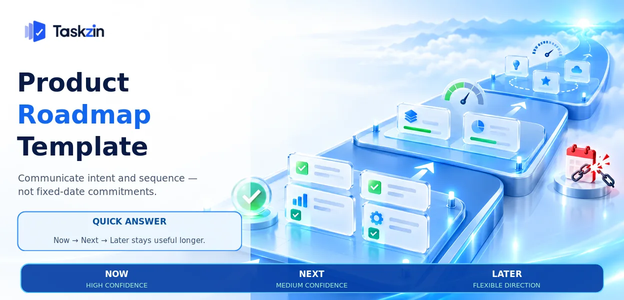 Now next later product roadmap with confidence levels and a not-doing list