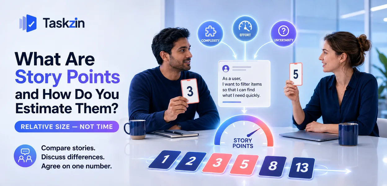 Story point scale showing relative sizing against reference stories