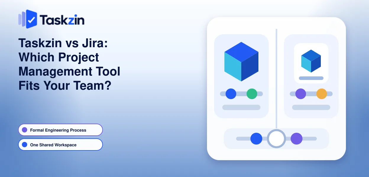 Taskzin and Jira compared on whole-team workspace versus engineering process depth