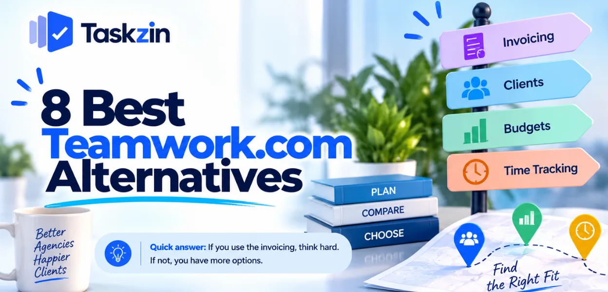 Eight Teamwork.com alternatives compared on invoicing, resourcing and client access